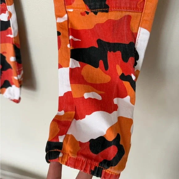 American Bazi Orange Camo Cargo Pants Joggers Utility Streetwear Size M - Picture 3 of 10